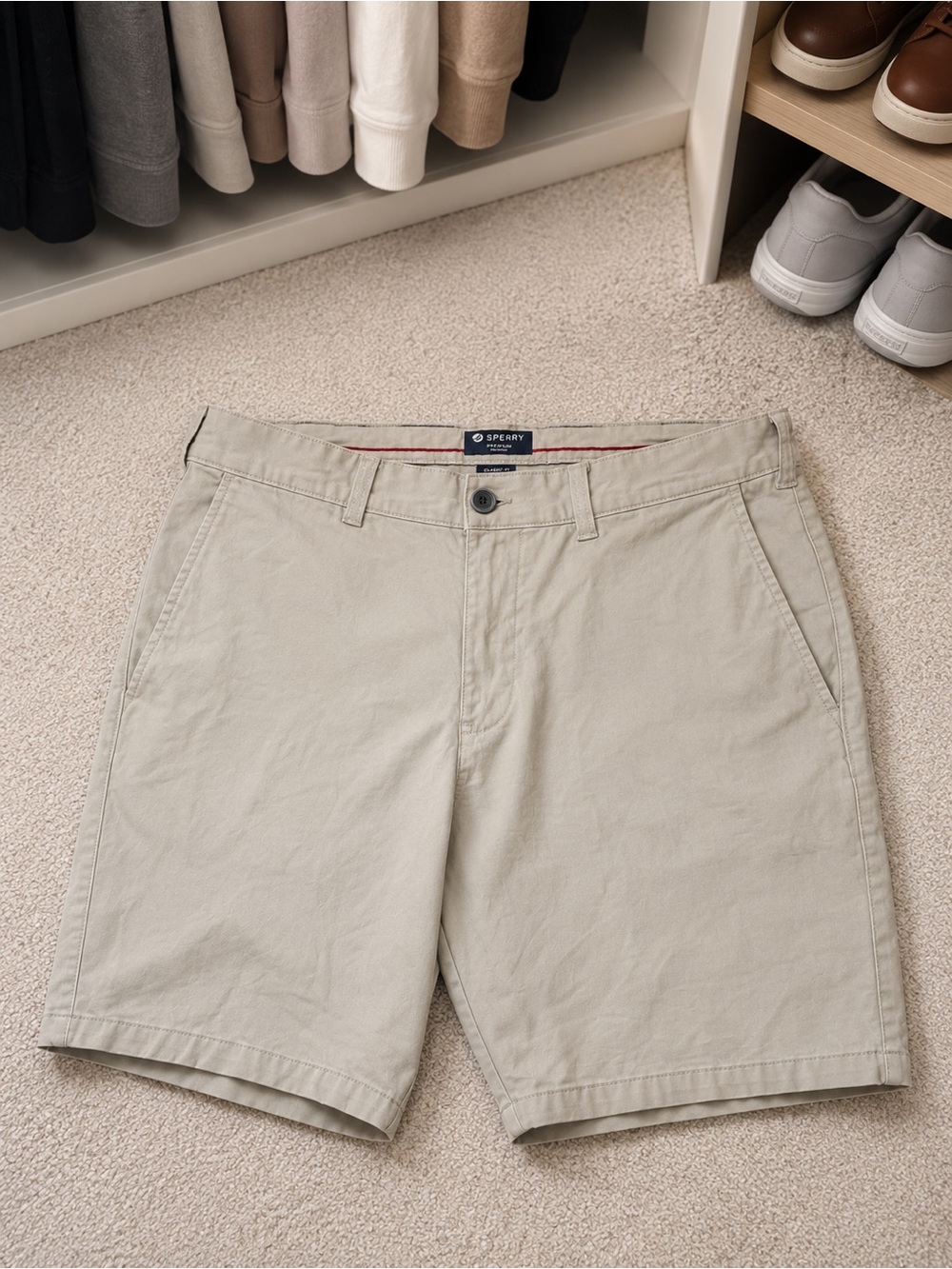 Sperry Men's Light Khaki Flat Front Chino Shorts